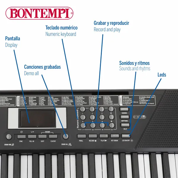 Electric Piano Bontempi 75 x 20 x 22 cm (2 Units)