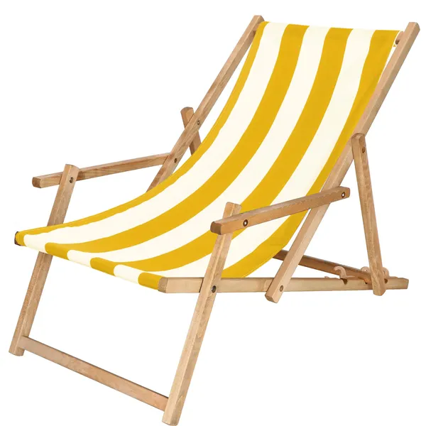 Chair with armrests Springos DC006 DSWY white with yellow stripes