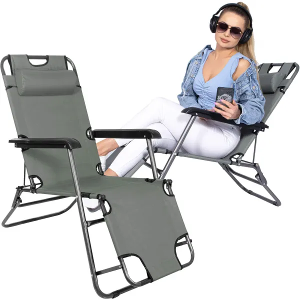 Adjustable garden chair Springos GC0013 grey
