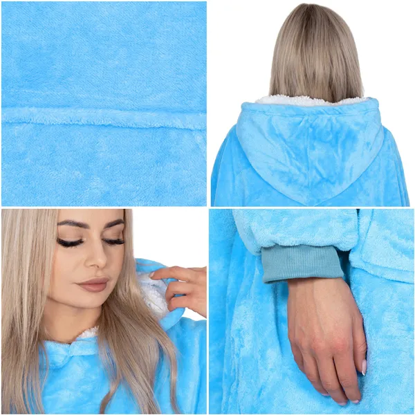 Oversized hoodie blanket Springos HA7319 sea blue