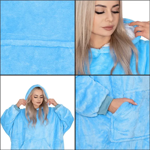 Oversized hoodie blanket Springos HA7319 sea blue