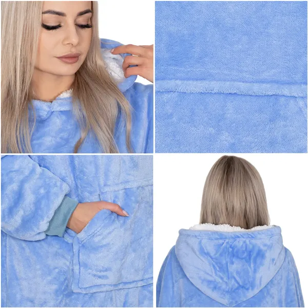 Oversized hoodie blanket Springos HA7320 light blue