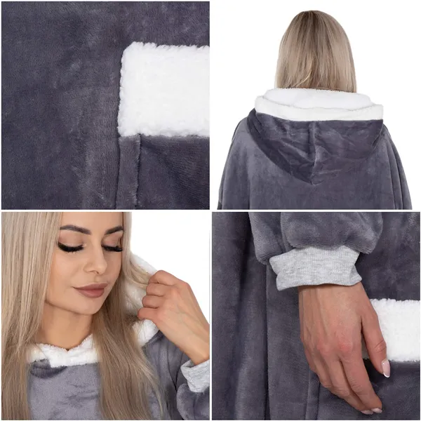 Oversized hoodie blanket Springos HA7328 gray