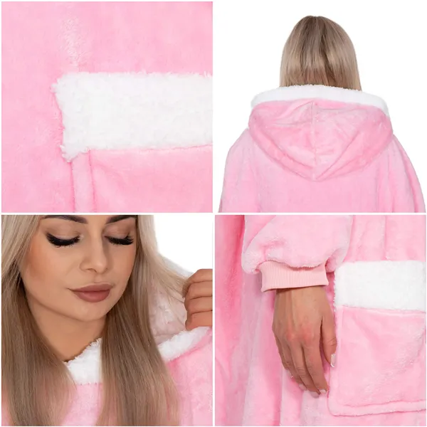 Oversized hoodie blanket Springos HA7329 pink