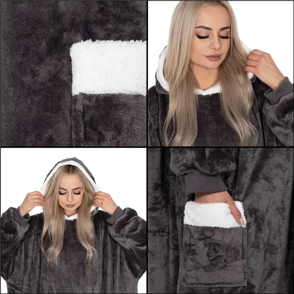 Oversized hoodie blanket Springos HA7330 gray