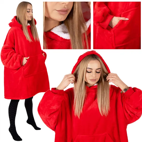 Oversized hoodie blanket Springos HA7321 red