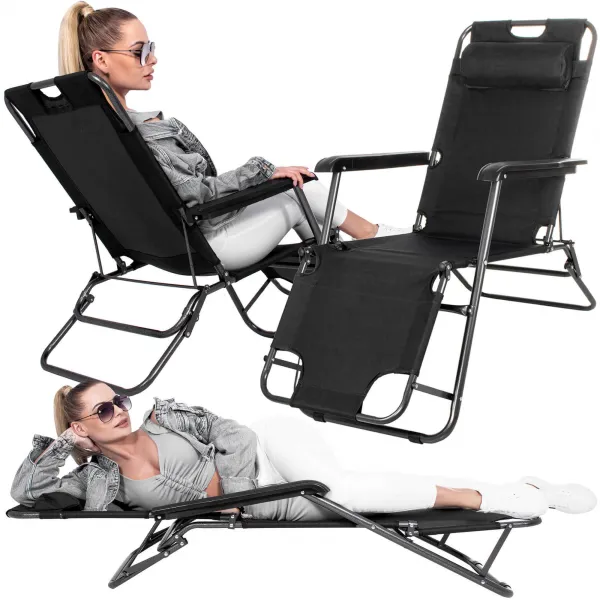 Adjustable garden chair Springos GC0060 black