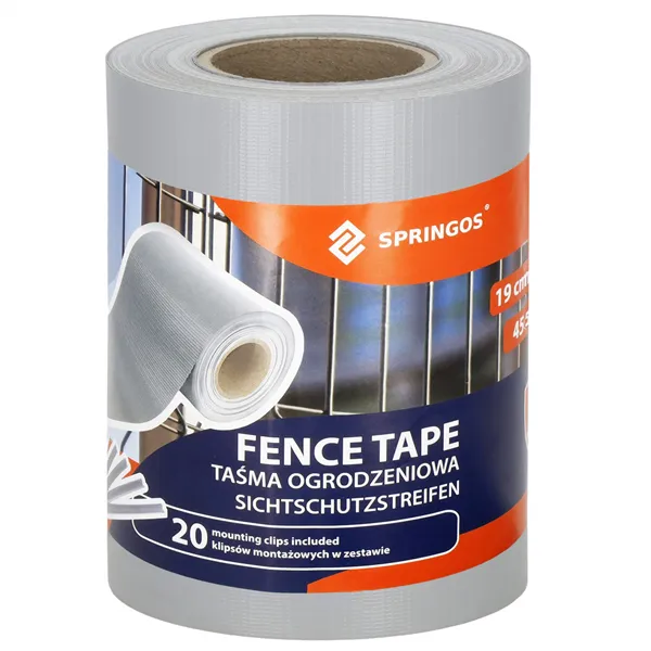 Fence tape Springos FN0002 19cmx35m 450g/m2 20 Clips