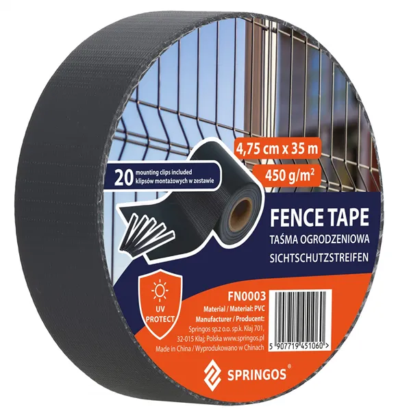 Fence tape Springos FN0003 4.75cmx35m 450g/m2 20 Clips