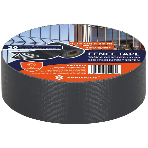 Fence tape Springos FN0003 4.75cmx35m 450g/m2 20 Clips