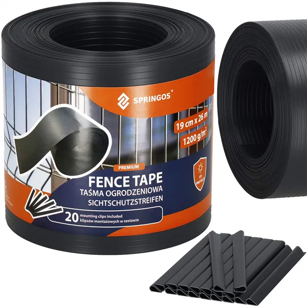 Fence tape Springos FN0005 19cmx35m 1200g/m2 20 Clips