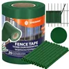 Fence tape Springos FN0008 19 cm x 35 m 450g/m2, dark green 20 Clips