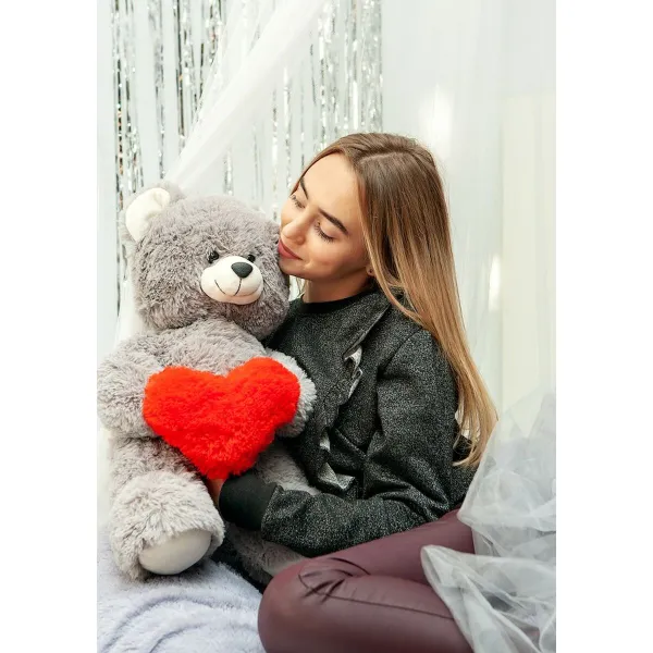 Плюшевый медвежонок GO GIFT FRANK 50 GR Серый Плюшевая ткань Сердце 50 cm