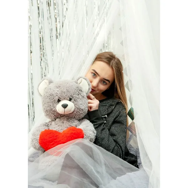 Плюшевый медвежонок GO GIFT FRANK 50 GR Серый Плюшевая ткань Сердце 50 cm