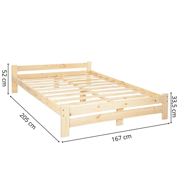 Wooden double bed Springos BD001 light brown 200x160 cm