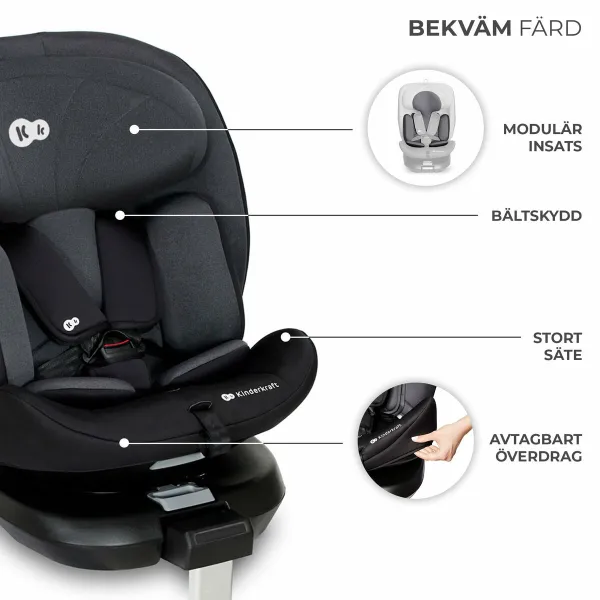 Auto Krēsls Kinderkraft KCI36000BLK0000 Melns