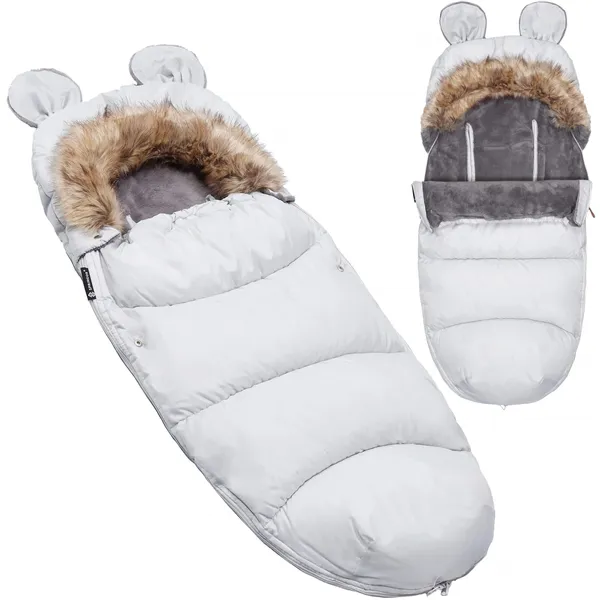 Sleeping bag with fur for sleds Springos SB0047