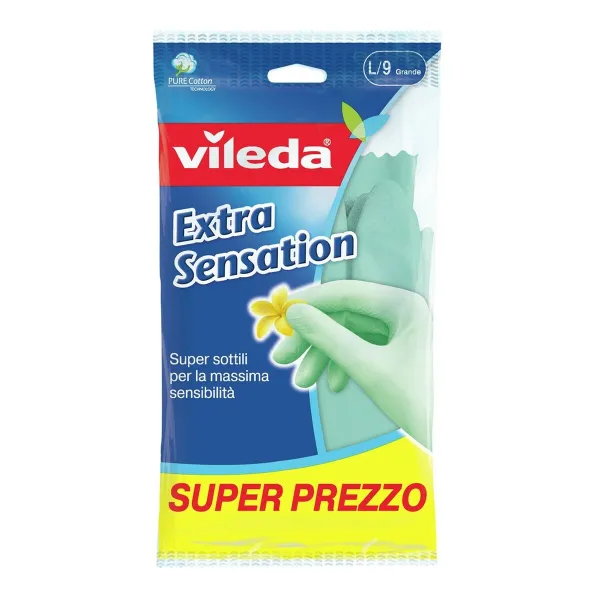 Vienkartinės pirštinės Vileda 167395 L Žalia Medvilnė Lateksas