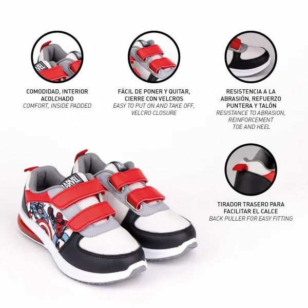 LED Trainers The Avengers Black Velcro