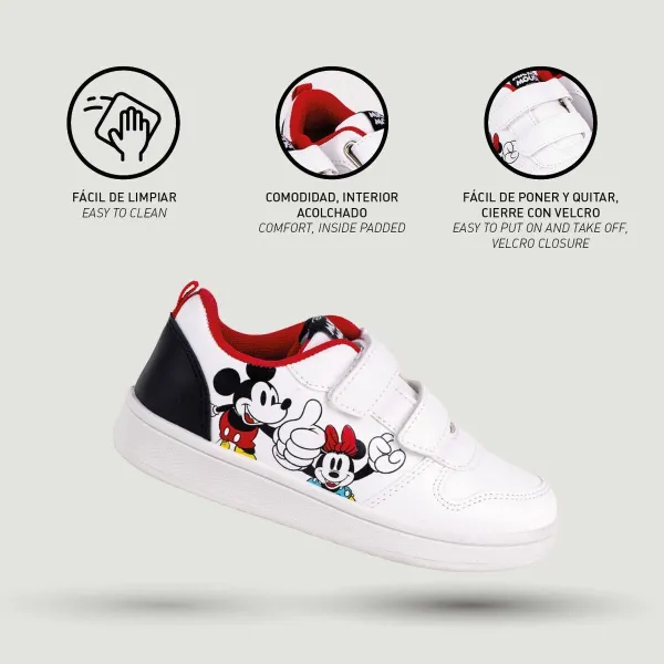 32 pritūpimai Mickey Mouse Velcro Balta