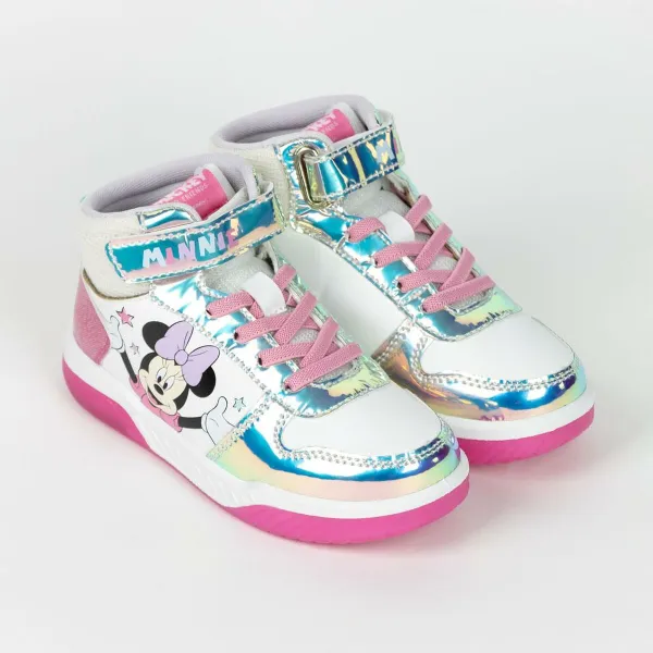 Sporta apavi ar LED Minnie Mouse Sudrabains