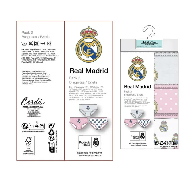 Pack of Girls Knickers Real Madrid C.F. Multicolour