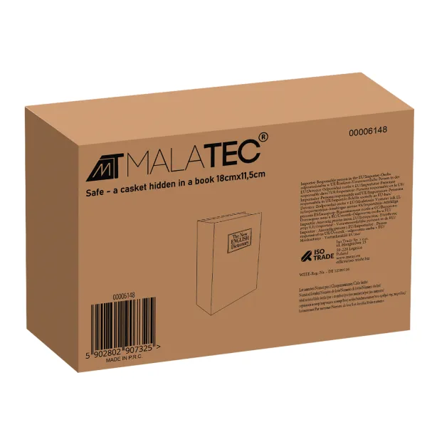 Kirjaan piilotettu tallelokero 18 cm x 11,5 cm