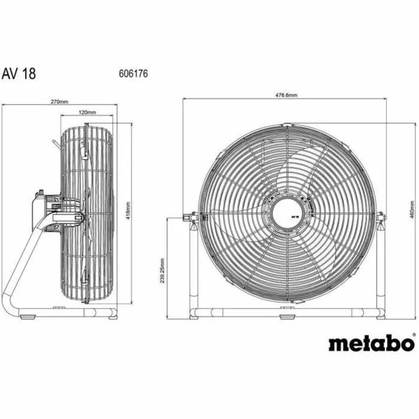 Grindų ventiliatorius Metabo AV 18 Balta