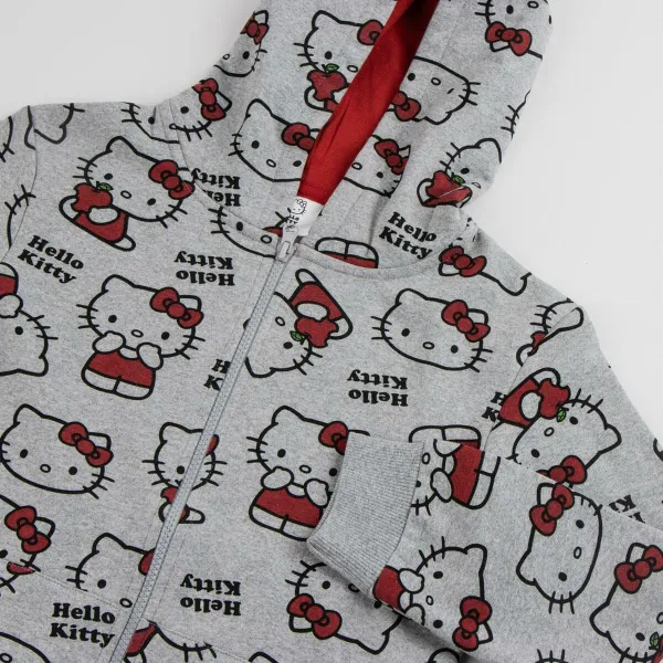 Džemperis Meitenēm ar Kapuci Hello Kitty Pelēks