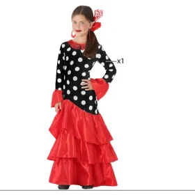 Costume for Adults Flamenca Black Red Spain