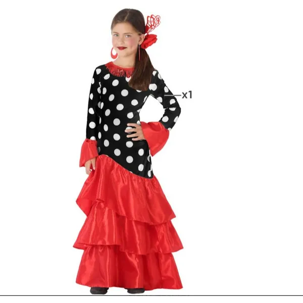 Маскарадные костюмы для взрослых Flamenca Чёрный Красный Испания