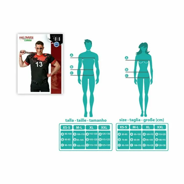 Costume for Adults Black Bloody Rugby (1 Piece)
