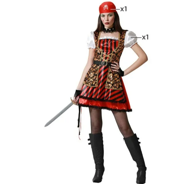 Kostumas suaugusiems Raudona Mergina-piratė