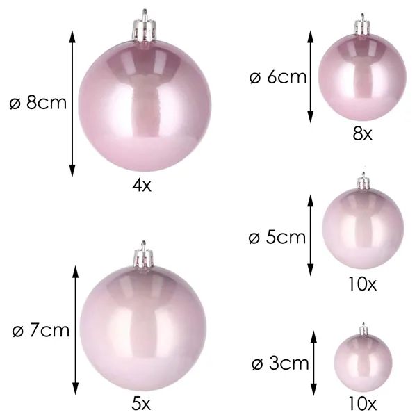 CA0145 CHRISTMAS BALLS 4/5/6/7/8 CM 37 PCS.