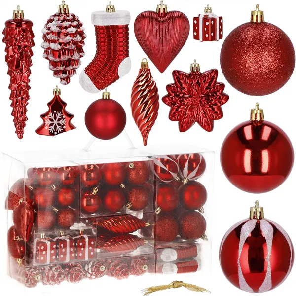 Ziemassvētku eglīšu rotājumu komplekts Springos CA0160, 72 gab.