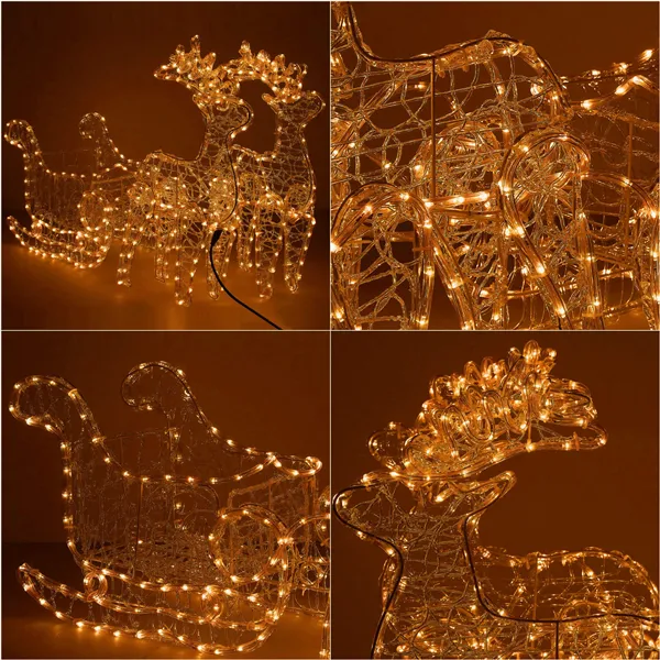 CL1222 LIGHTING REINDEER WITH Sleigh 480 LED