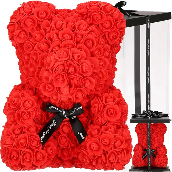 Decorative bear made of roses Springos HA7224