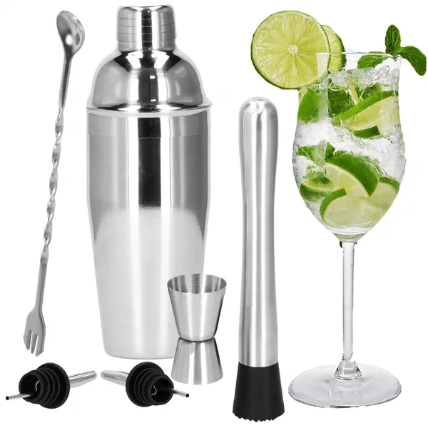 KI0013 BARTENDER SET FOR DRINKS SHAKER 550 ML, 6 ELEMENTS.