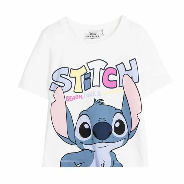 Детский Футболка с коротким рукавом Stitch Белый