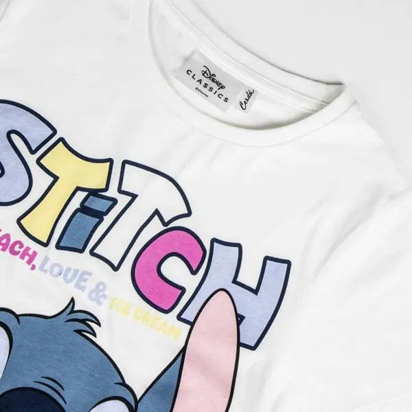 Детский Футболка с коротким рукавом Stitch Белый
