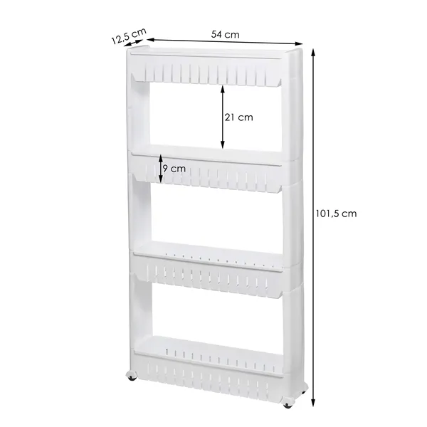 HA1011 CABINET ON WHEELS 4 SHELVES, WHITE