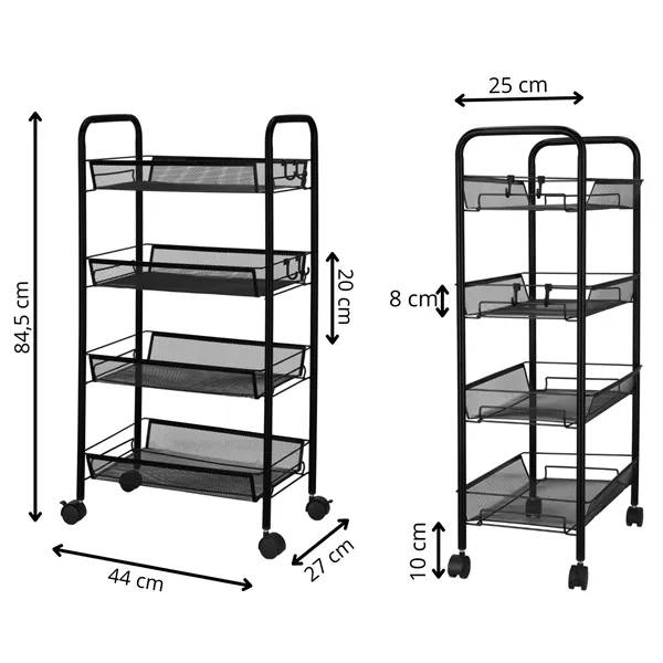 Metal shelf on wheels Springos KI0142 84.5x44x27 cm