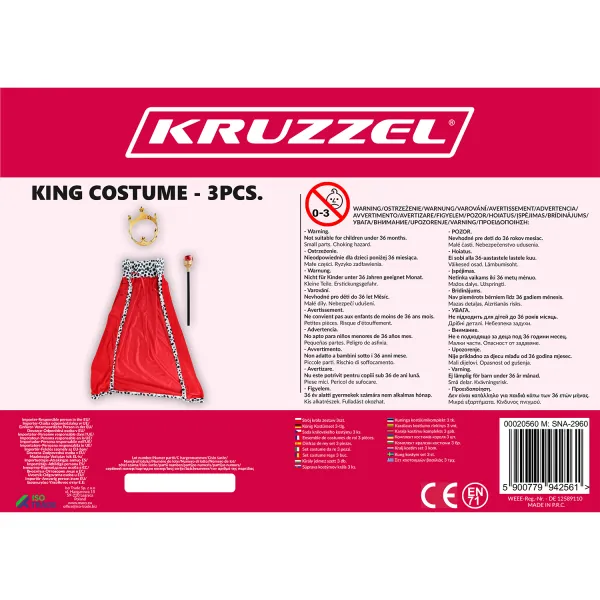 Kuninga kostüümikomplekt 3 tk Kruzzel 20560