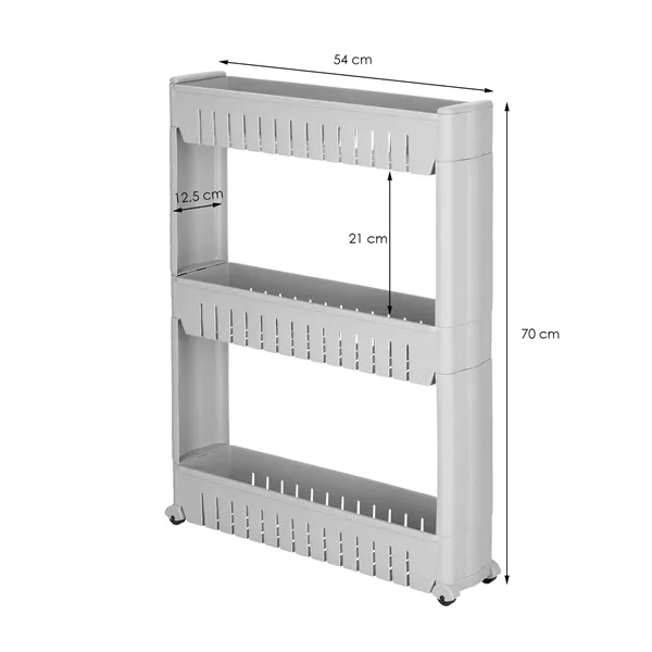 HA1013 CABINET ON WHEELS, 3 SHELVES, GRAY