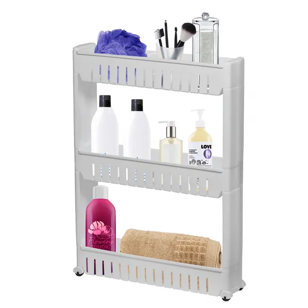 HA1013 CABINET ON WHEELS, 3 SHELVES, GRAY