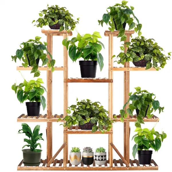 Wooden flower stand Springos 119 cm flower stand with 9 shelves