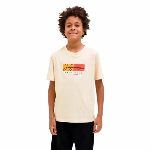 Child's Short Sleeve T-Shirt Jack & Jones Jorfrederiksberg Beige