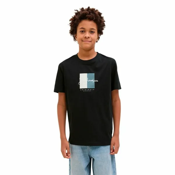 Child's Short Sleeve T-Shirt Jack & Jones Jorfrederiksberg Black
