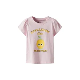 Child's Short Sleeve T-Shirt Name It Nmfvibeke Capsl Ballerina Pink