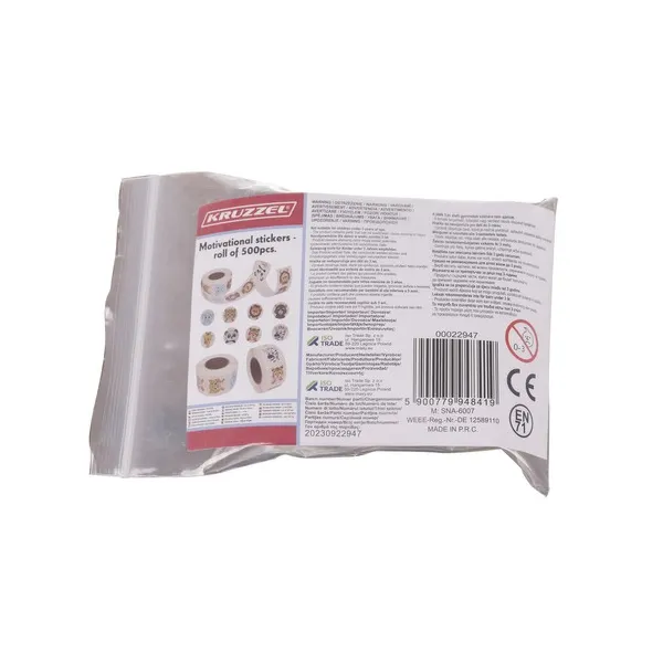 Motyvaciniai lipdukai - ritinys po 500 vnt. Kruzzel 22947